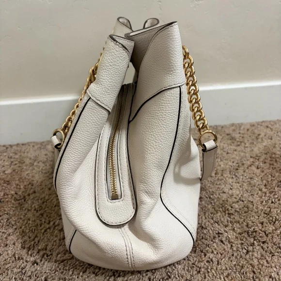 Coach Turnlock Edie Shoulder Bag, White with Chains - Picture 4 of 16